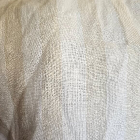 Sigrid Olsen 100% Linen Women's Top SZ Medium stripes Cream Coastal Beach Summer - Picture 11 of 13